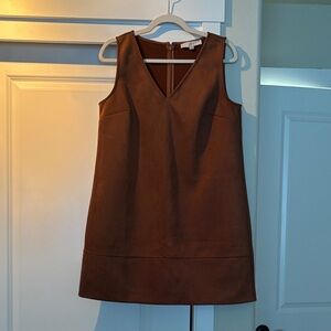 Brown V Neck Shift Dress